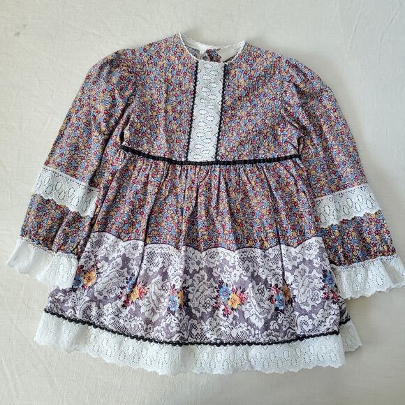 Vintage Brown Floral Dress 4t - Picture 1 of 7